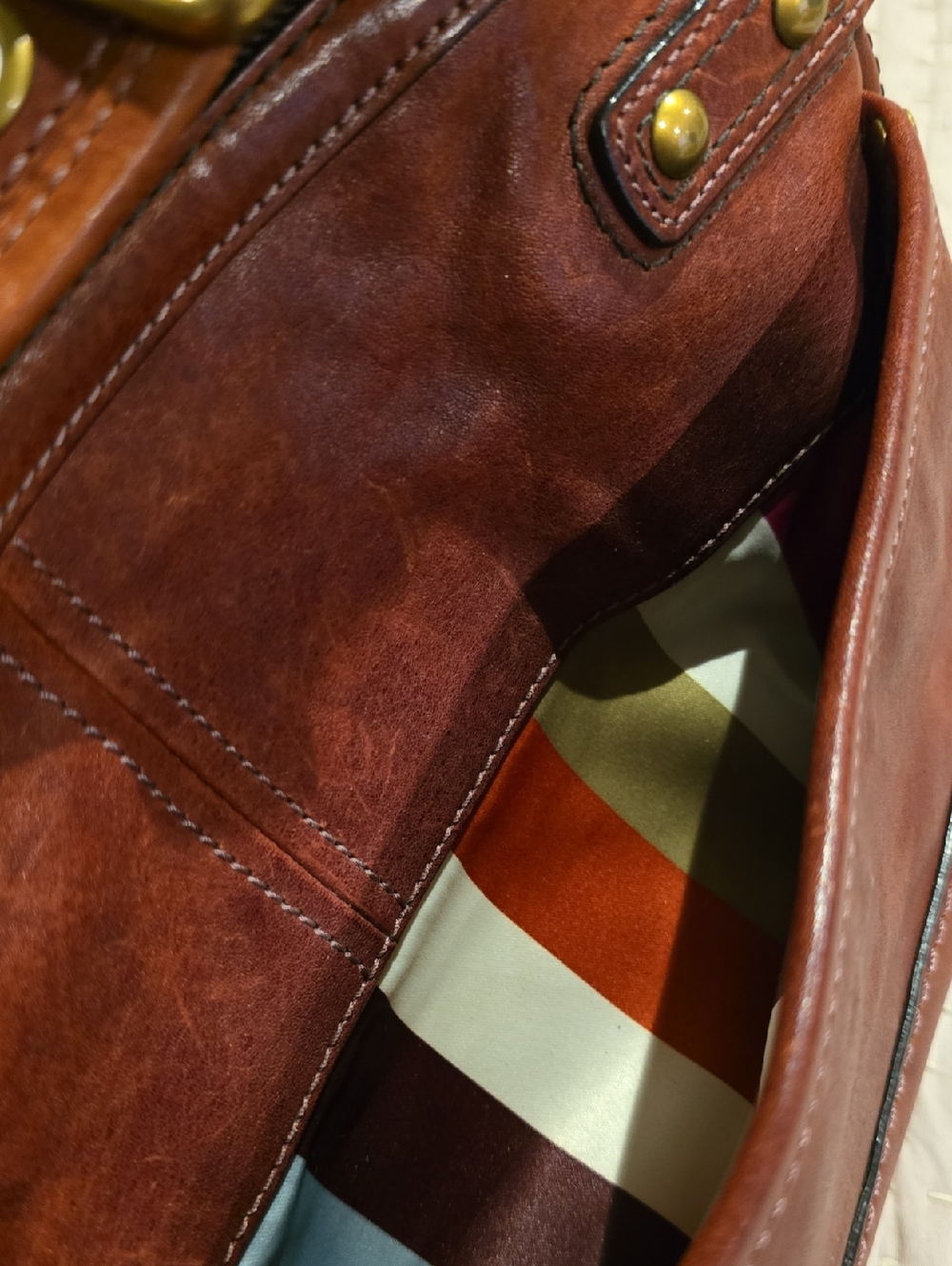 Vintage Coach Chestnut Brown Leather Shoulder Bag with Turnlock - Picture 6 of 12